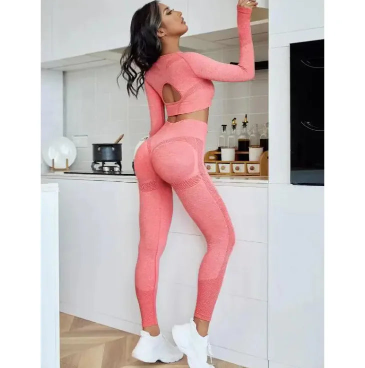 Set Of Sports Swear GYM Yoga Pants and top Two-piece Fitted Women Wear