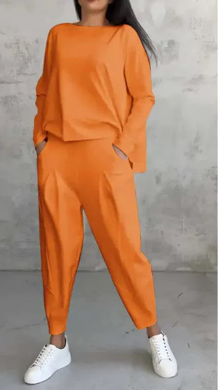 Women’s Autumn Sports Set Long Sleeve Top & Wide-Leg Pants, two pieces outfit