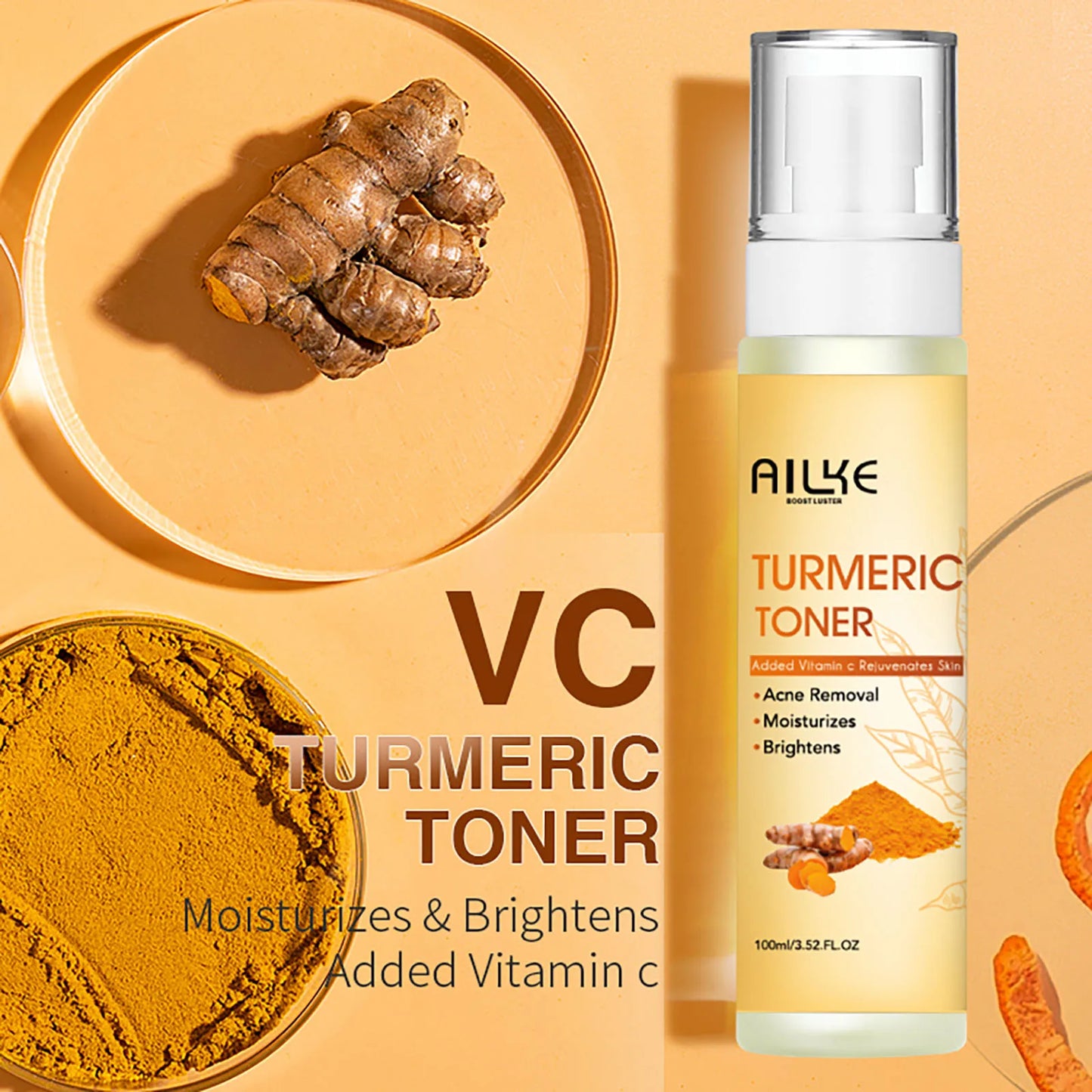 AILKE Turmeric Renew Skin Care Sets Vitamin C Women Facial Organic Anti Acne Whitening Hydrating Firming Korean Face Products