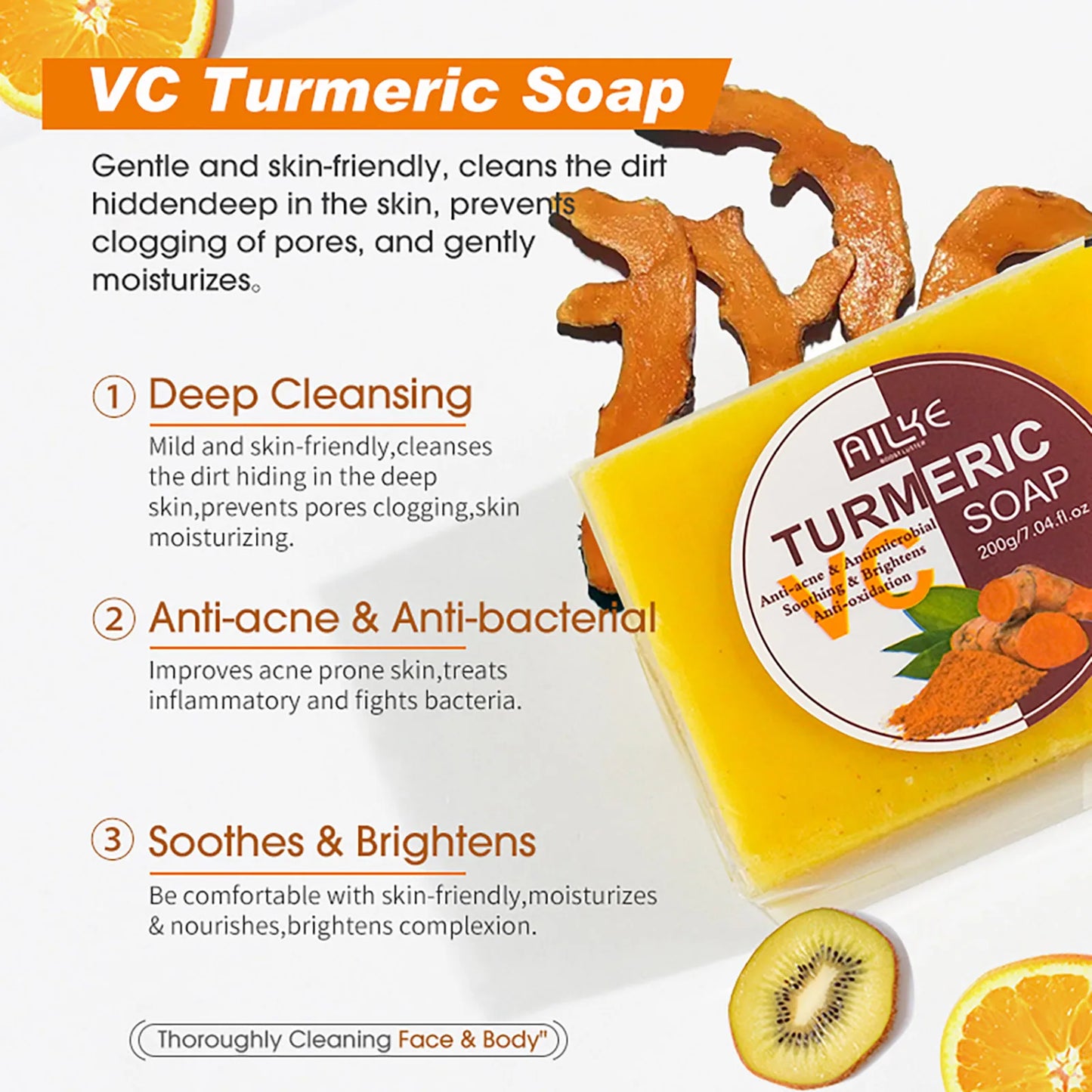 AILKE Turmeric Renew Skin Care Sets Vitamin C Women Facial Organic Anti Acne Whitening Hydrating Firming Korean Face Products