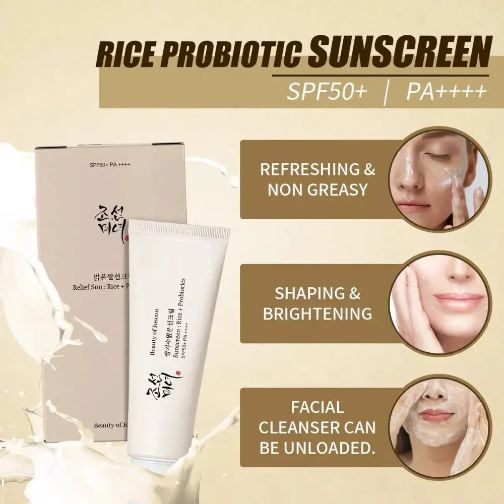 Sunscreen Korean Rice Probiotic Solar Blocker SPF50+ Skin Whitening Cream Anti UV Sun Lotion Facial Mild Moisturizer Serum 50ml