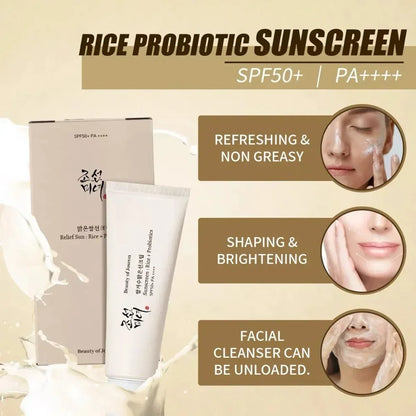 Sunscreen Korean Rice Probiotic Solar Blocker SPF50+ Skin Whitening Cream Anti UV Sun Lotion Facial Mild Moisturizer Serum 50ml