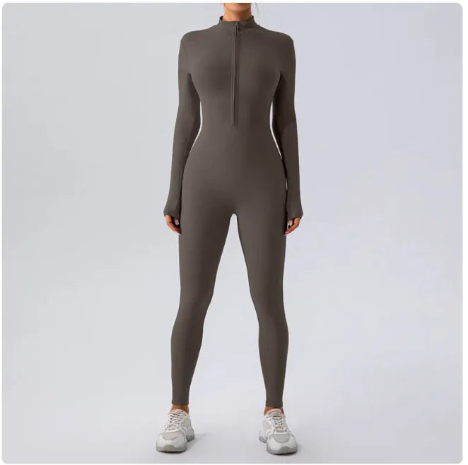Fleece-Lined Yoga Jumpsuit Soft Fitted Women Active Wear