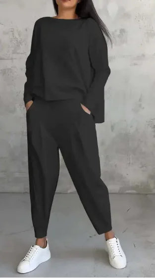 Women’s Autumn Sports Set Long Sleeve Top & Wide-Leg Pants, two pieces outfit