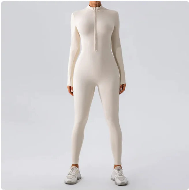 Fleece-Lined Yoga Jumpsuit Soft Fitted Women Active Wear