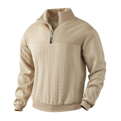 Men's Jacquard Quarter-Zip Pullover Hoodie | Long Sleeve Warm Winter Top