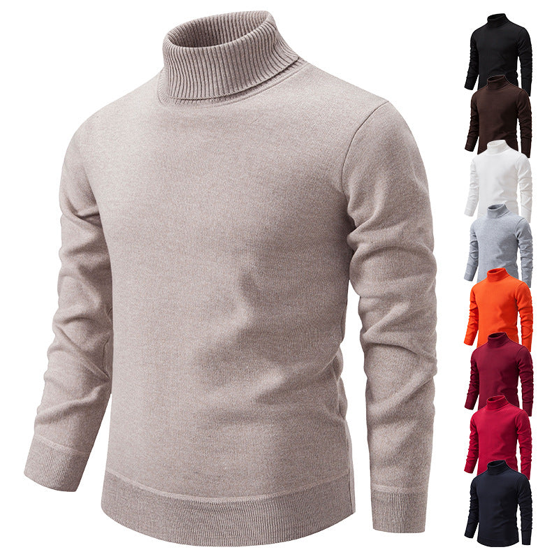 Men's Fleece-Lined Turtleneck Knit Sweater | Long Sleeve Pullover Top