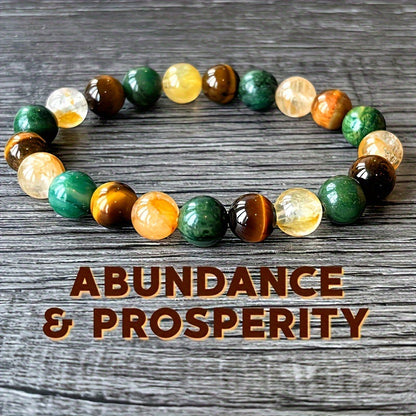 Natural Crystal Stone Bracelet | Citrine, Malachite & Dongling Stone