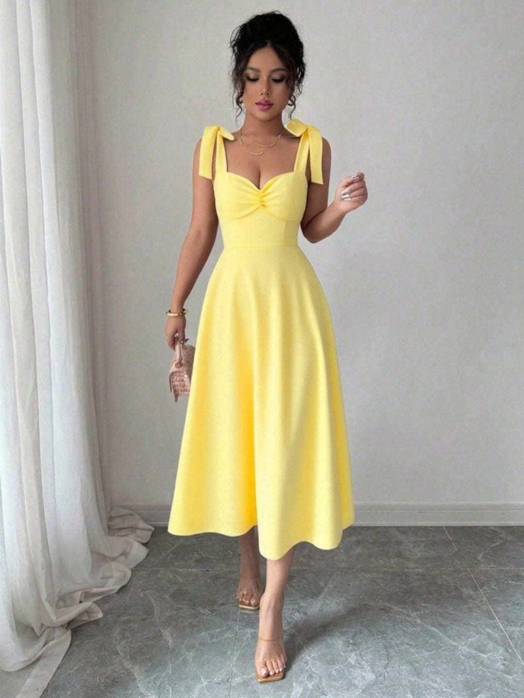 Lace-up Waist-cinching Maxi Dress
