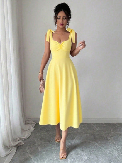 Lace-up Waist-cinching Maxi Dress