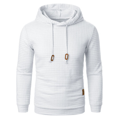 Men's Jacquard Hoodie Sweater | Slim Fit Long Sleeve Pullover Top