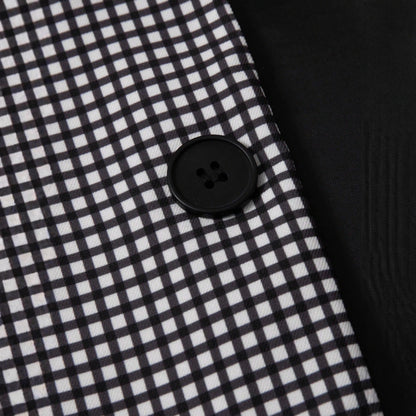Men’s Slim-Fit Plaid Business Casual Suit Set – Elegant Black Two-Piece Woven Fabric Outfit for Office, Events & Smart Wear (S–XXL)
