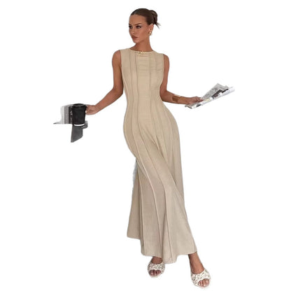Women's Sleeveless Pleated Maxi Dress | Elegant A-Line Style