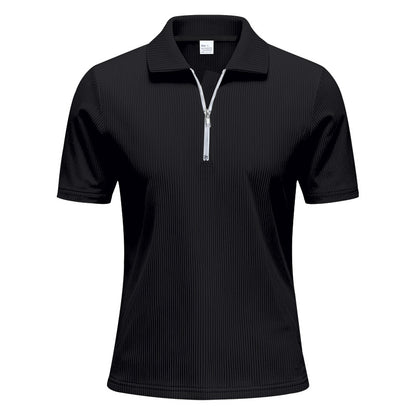 Men’s Loose Fit Corduroy Half-Zip Polo Short Sleeve T-Shirt – Casual Pullover Streetwear Top (S–XXXL)