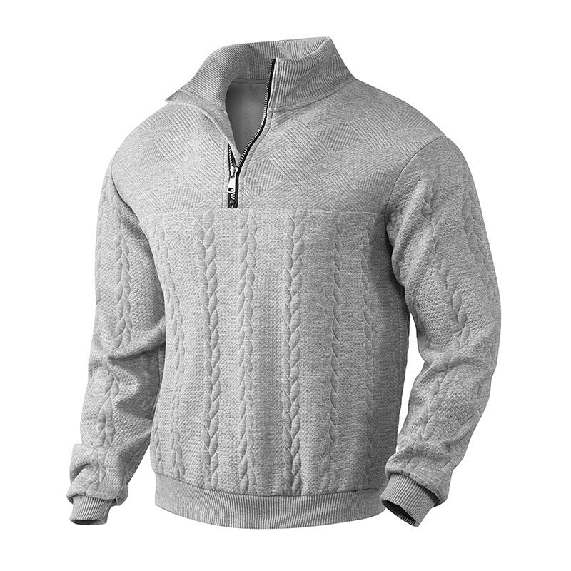 Men's Jacquard Quarter-Zip Pullover Hoodie | Long Sleeve Warm Winter Top