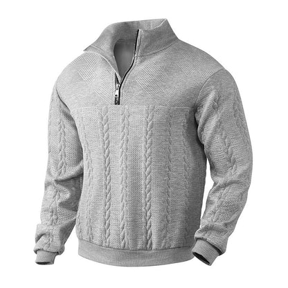 Men's Jacquard Quarter-Zip Pullover Hoodie | Long Sleeve Warm Winter Top
