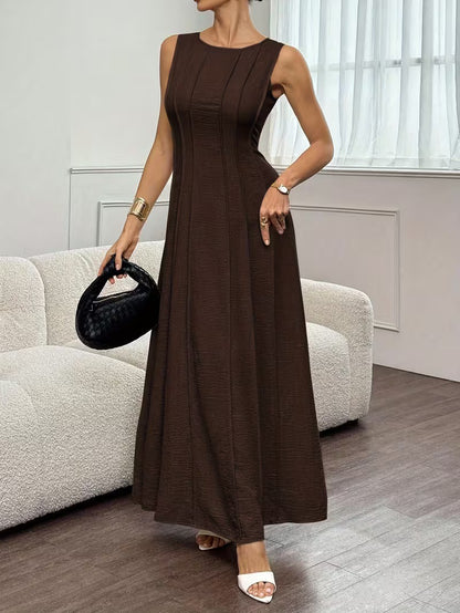 Women's Sleeveless Pleated Maxi Dress | Elegant A-Line Style