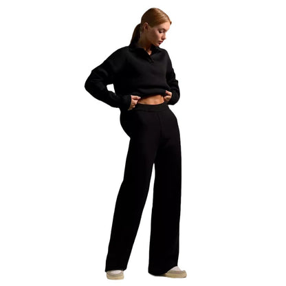 Women's Knitted Pullover Sweatshirt & Straight-Leg Trousers Co-ord Set | Cosy Casual Two-Piece