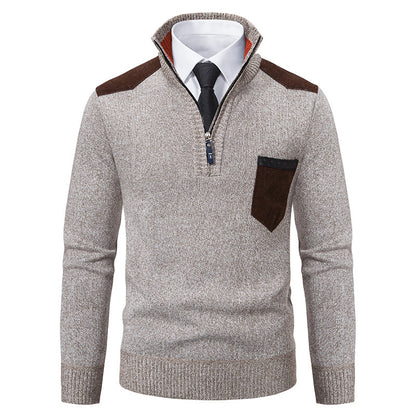 Men's Fleece-Lined Slim Fit Pullover Sweater | Warm Knit Jumper for Autumn & Winter