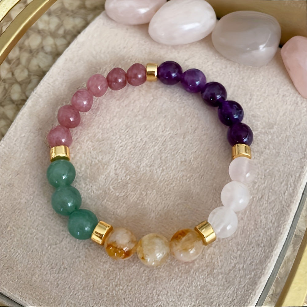 Natural Crystal Stone Bracelet | Citrine, Malachite & Dongling Stone