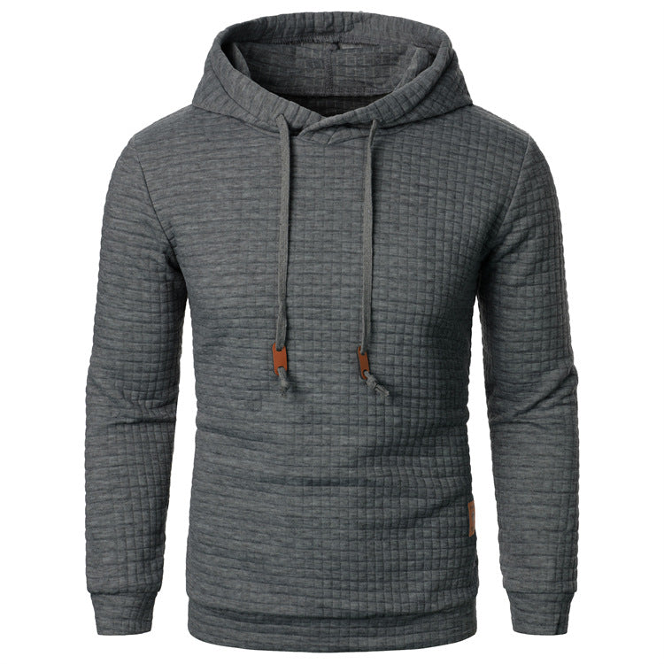 Men's Jacquard Hoodie Sweater | Slim Fit Long Sleeve Pullover Top