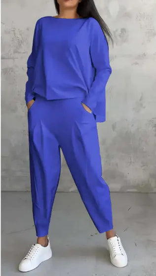 Women’s Autumn Sports Set Long Sleeve Top & Wide-Leg Pants, two pieces outfit