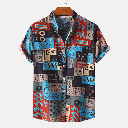 2023 Summer Men's Floral Print Short Sleeve Shirt