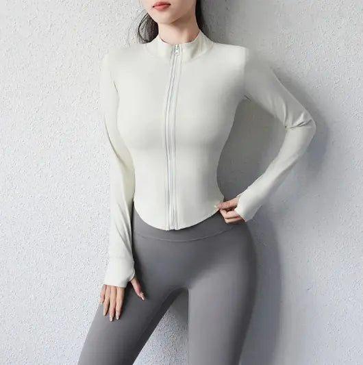 Ladies' Yoga Slim Jacket, Women Suiting Sports Jacket Fitting Breathable Moisture Wicking Fabric